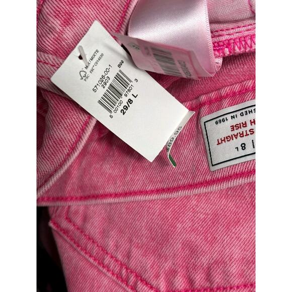 Gap Cheeky Straight High Rise Jeans Women's 29/8L Pink Denim Stretch Raw Hem - Picture 4 of 12